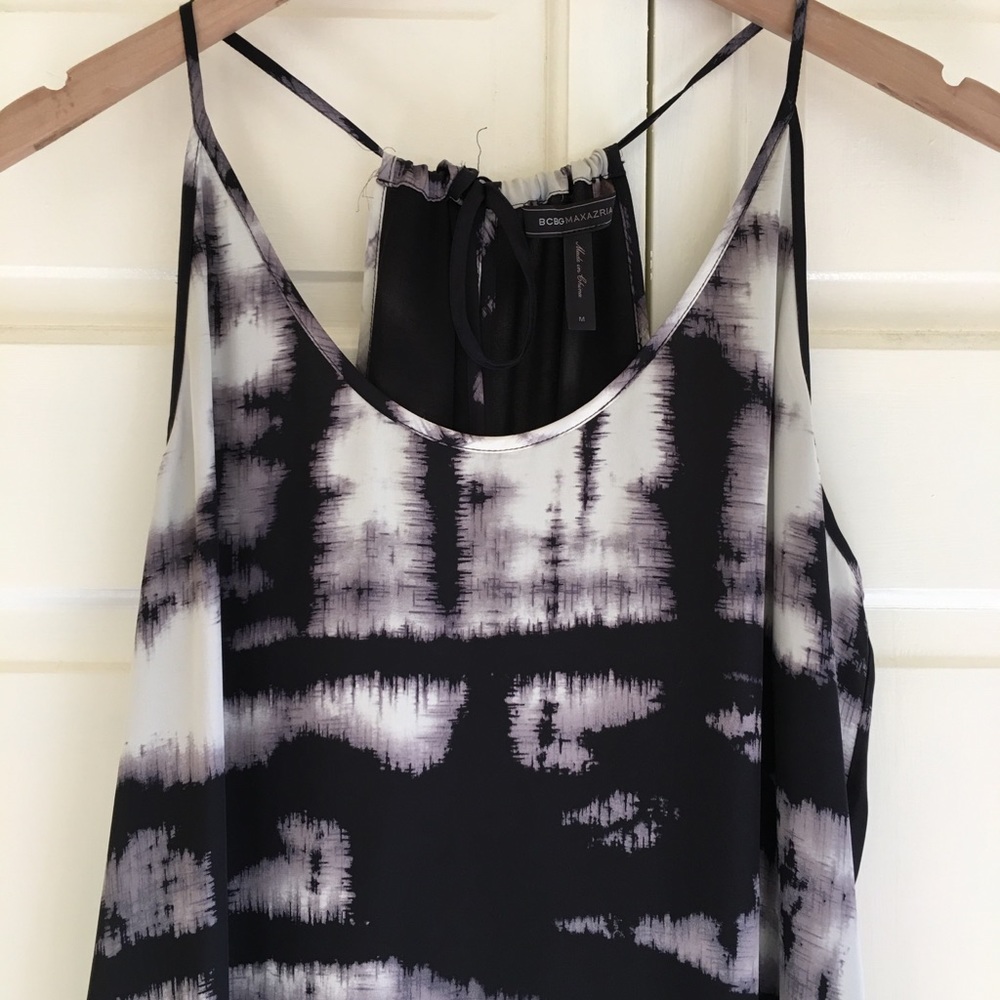 BCBGMaxAzria Black and White Tie-Dye Maxi Dress